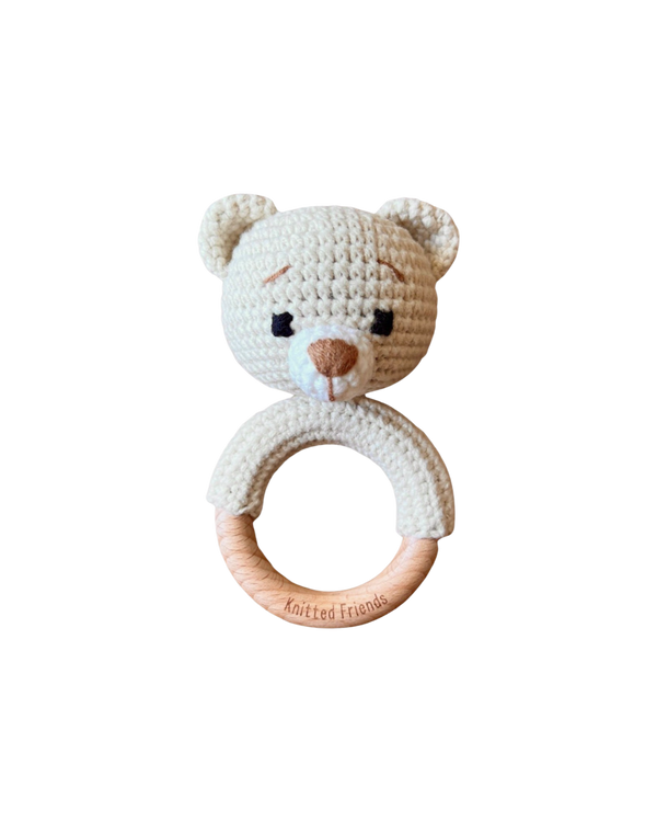 Handmade Bear Rattle - Knitted Friends