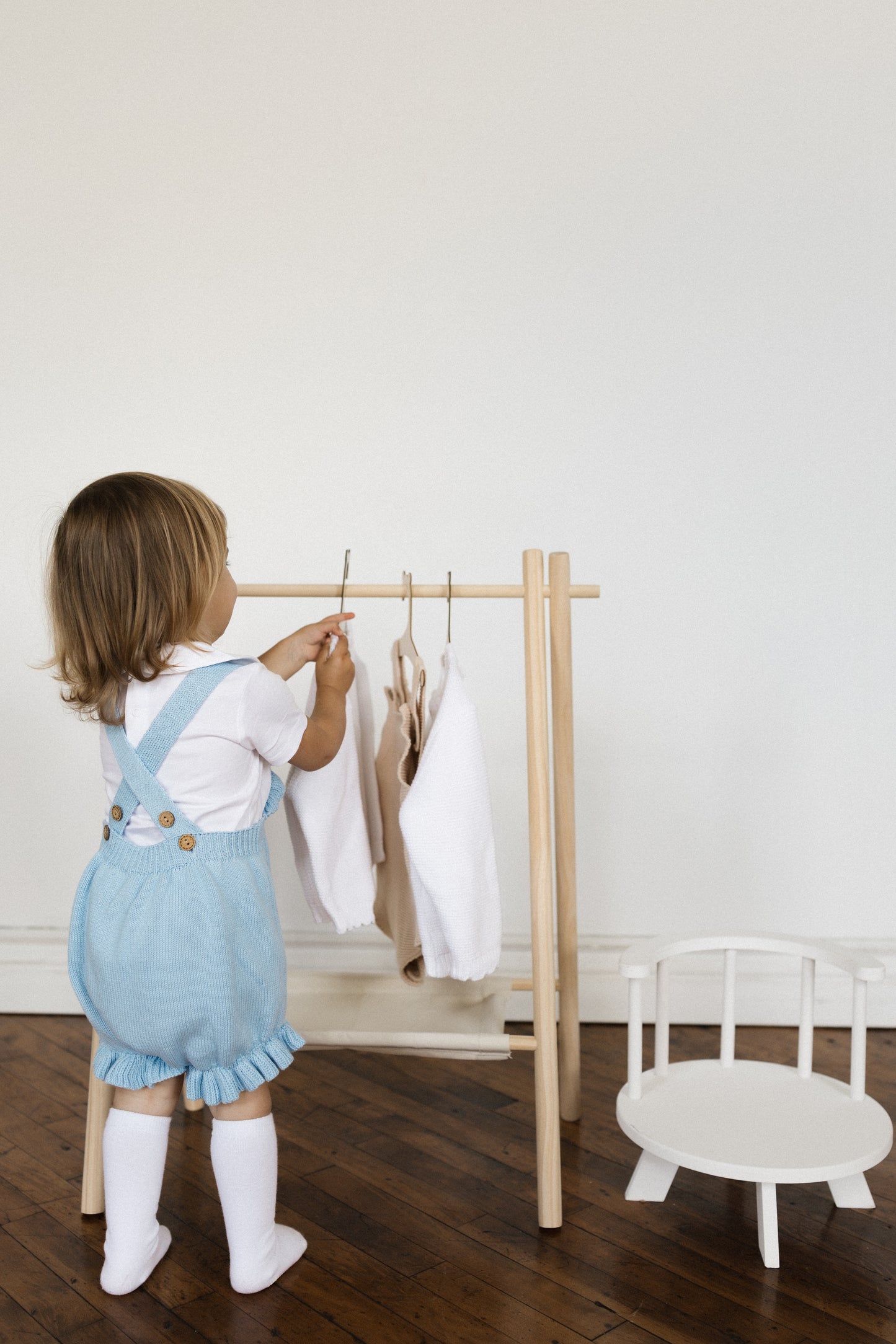Light Blue Bear Knit Overalls