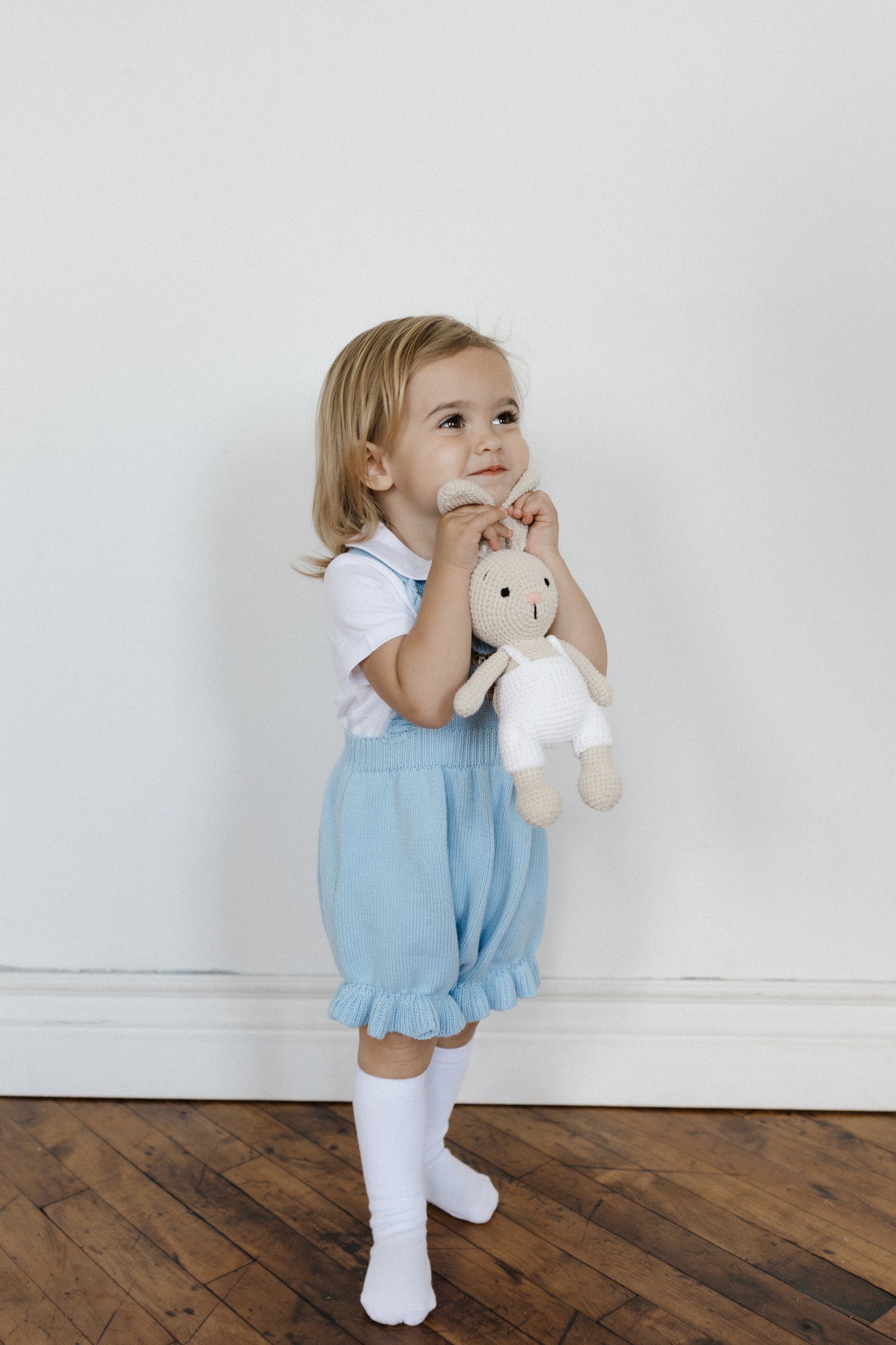 Light Blue Bear Knit Overalls