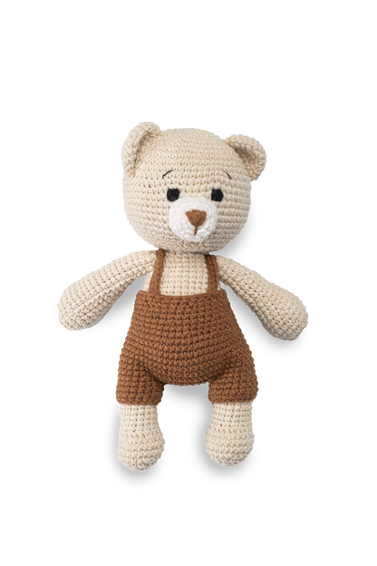 Handmade baby bear doll crafted by Knitted Friends