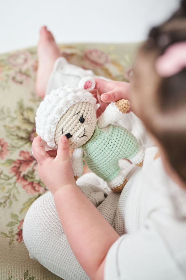 Baby Sheep Doll, Handmade with Organic Cotton Yarn | Newborn Gift
