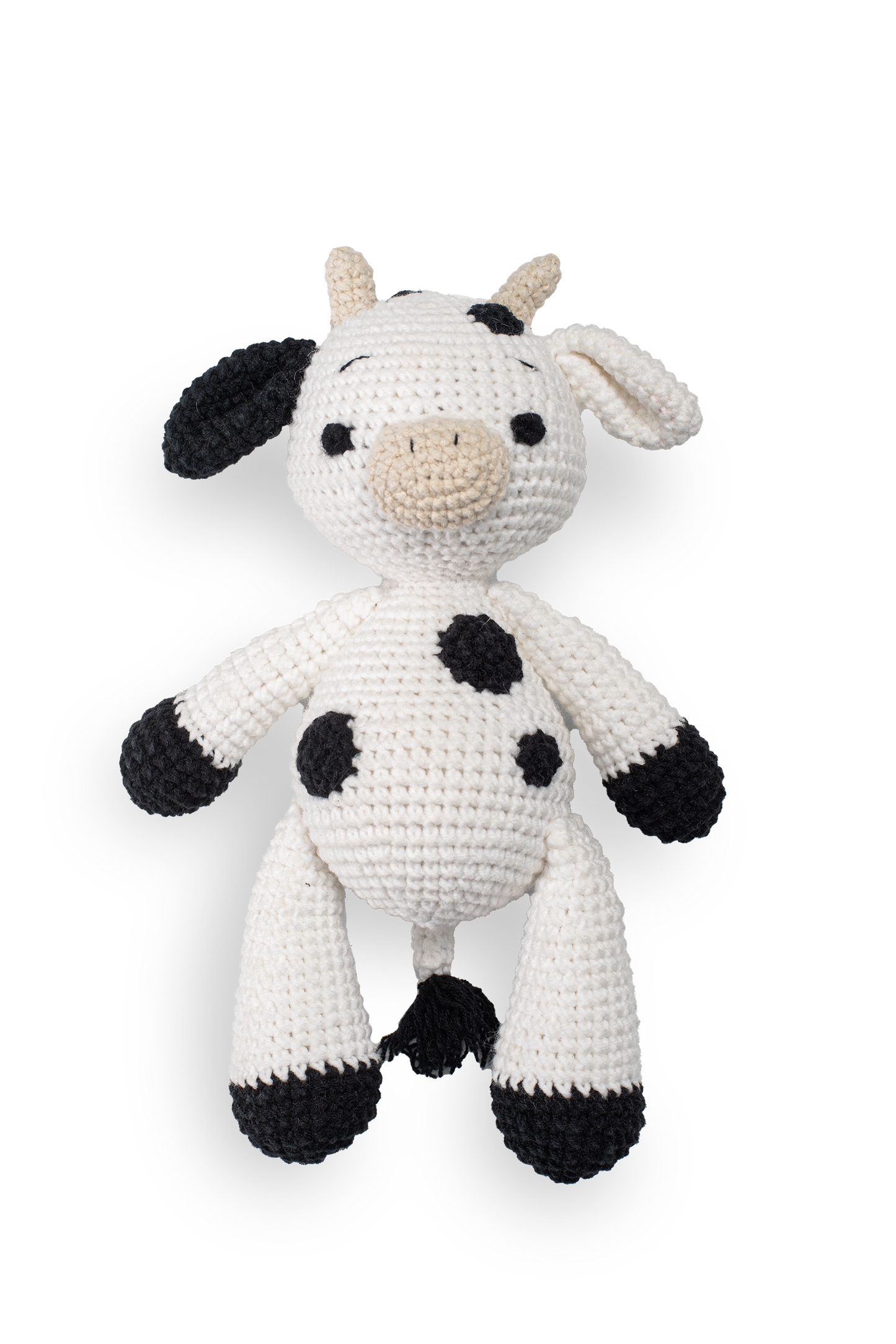 Handmade crochet cow doll by Knitted Friends