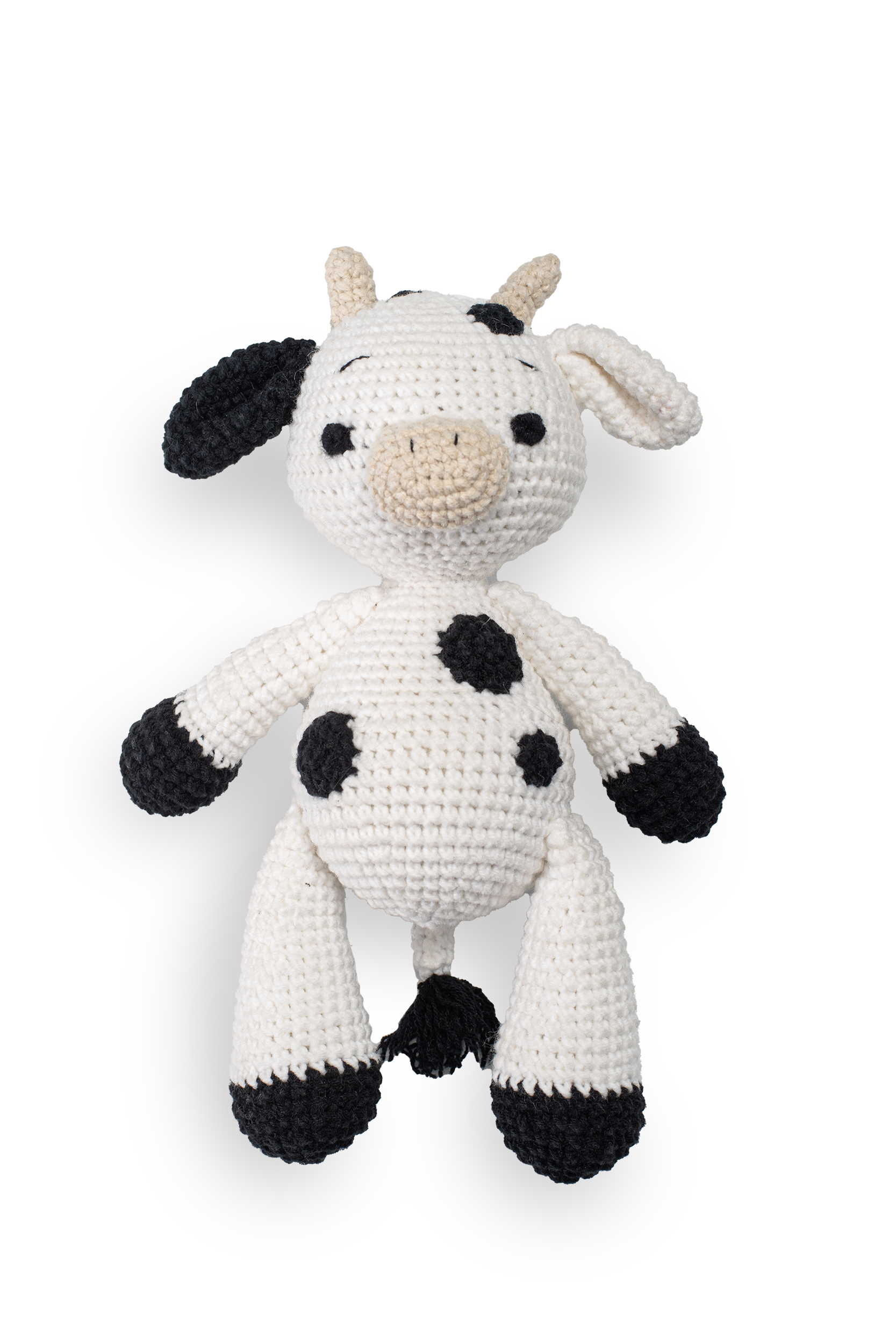 Handmade crochet cow doll by Knitted Friends