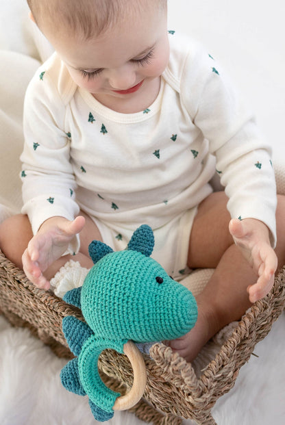 Sonajero de dinosaurio hecho a mano