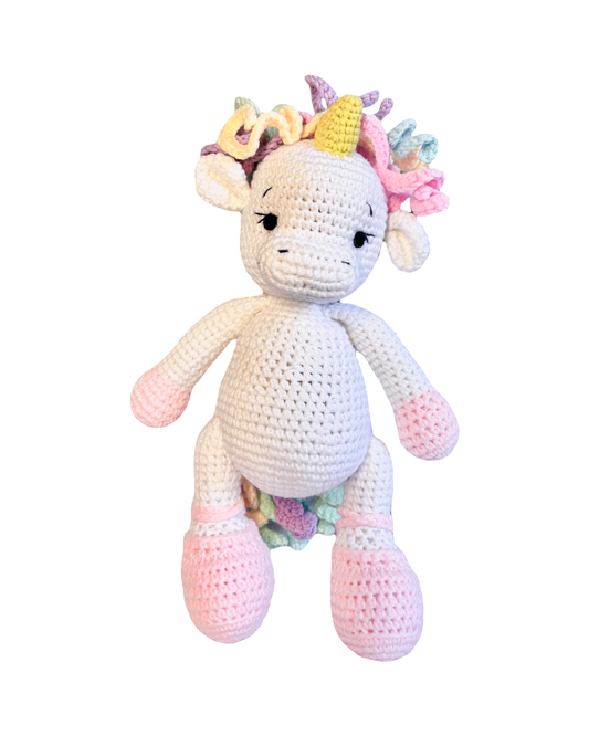 UNICORN DOLL WITH RAINBOW HAIR CROCHET STYLE DOLL 