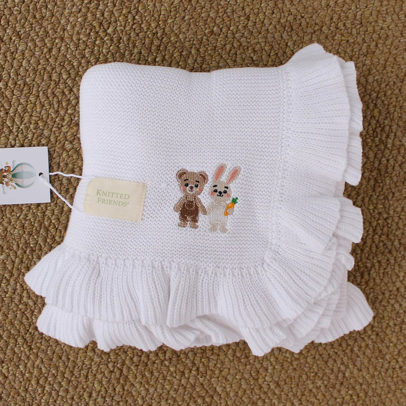 WHITE KNIT CLASSIC BLANKET -PREORDER SHIPS 2ND WEEK OCT