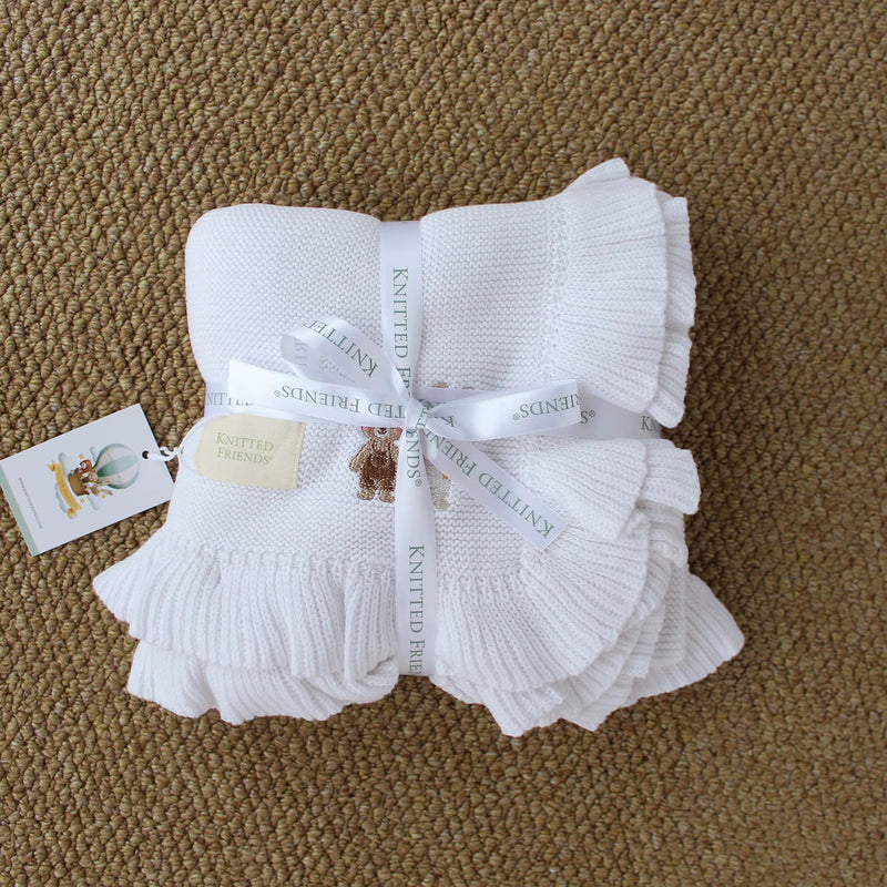 WHITE KNIT CLASSIC BLANKET -PREORDER SHIPS 2ND WEEK OCT