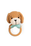 Cinnamon Blue Puppy Rattle - Knitted Friends