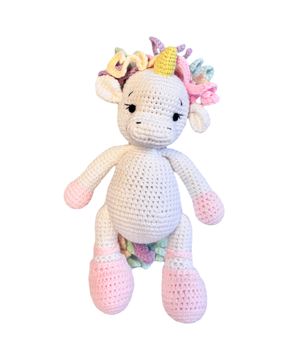 Handmade crochet unicorn doll handmade by Knitted Friends