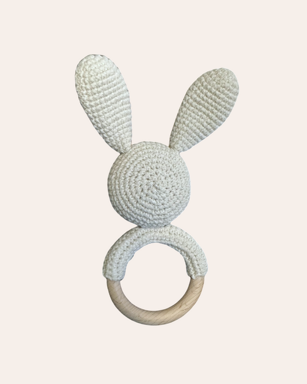 Knitted Crochet Bunny Rattle - Knitted Friends